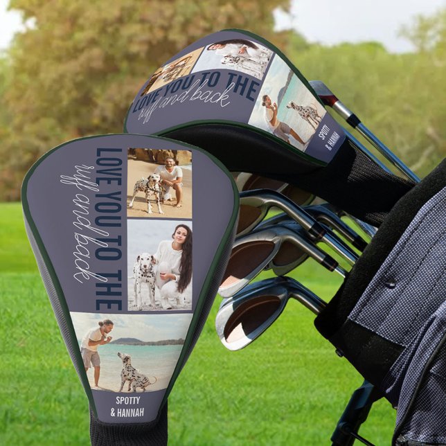 Love you to the Ruff and Back 3 Photo Slate Blue Golf Head Cover (Creator Uploaded)