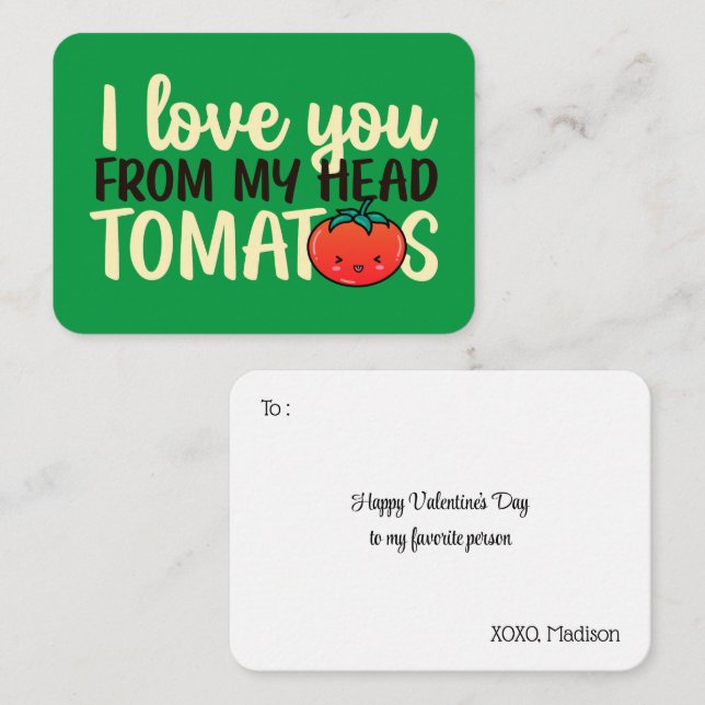Love You Tomatoes Funny Pun Cute Valentine's Day Card (Front/Back)
