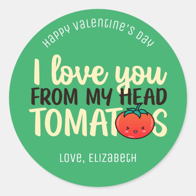 Love You Tomatoes Funny Pun Cute Valentine's Day Classic Round Sticker (Front)