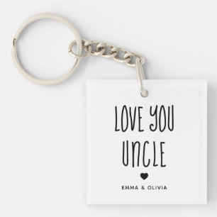 Love You Uncle Photo Back and Handwritten Text Key Ring