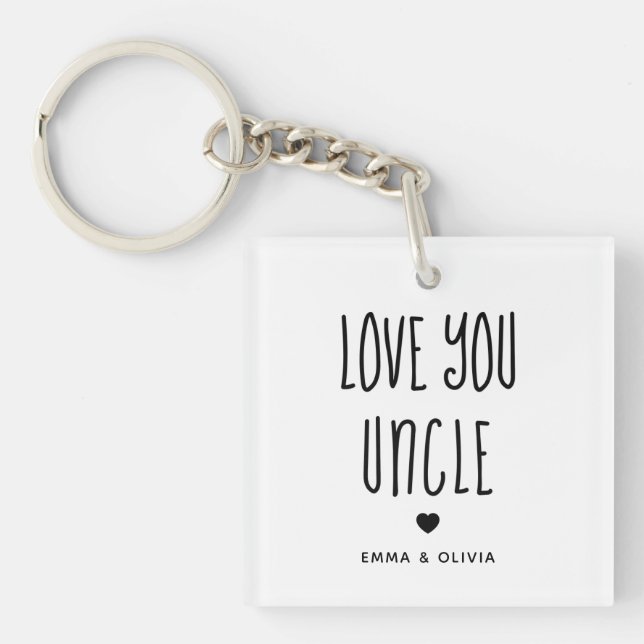 Love You Uncle | Photo Back and Handwritten Text Key Ring (Front)