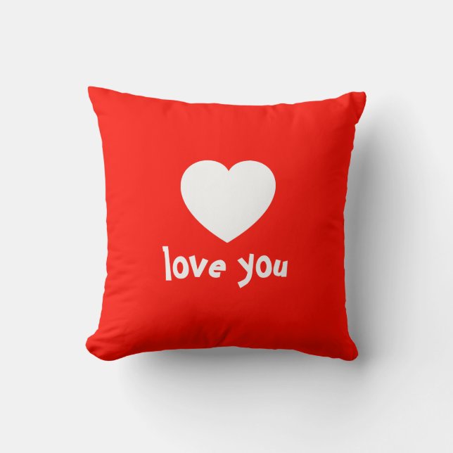 Love You Valentine Heart Holiday Throw Pillow (Front)
