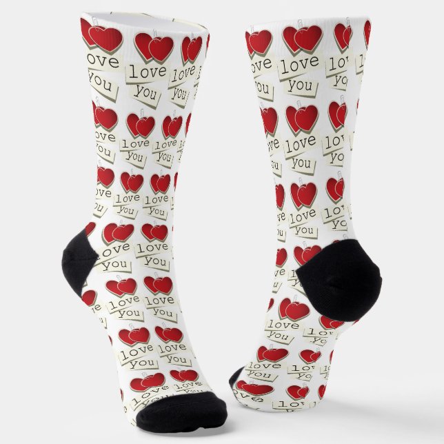 Love You Valentine Socks (Angled)