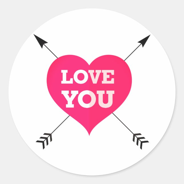 Love You Valentine's Day Classic Round Sticker (Front)