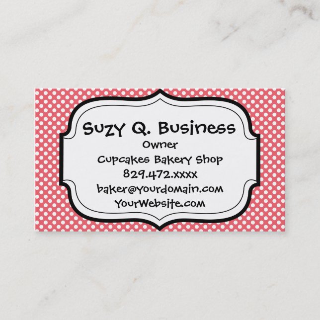 Love You Valentine's Day Gifts on Pink Polka Dots Business Card (Front)