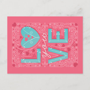 LOVE YOU / Valentine's Day Postcard