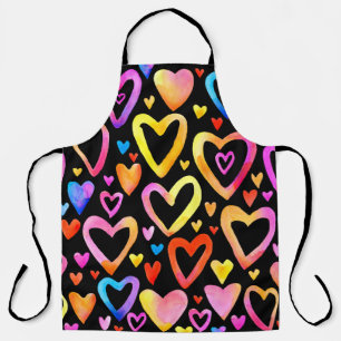 Love you. Watercolor illustration heart. Valentin Apron