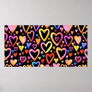 Love you. Watercolor illustration heart. Valentin  Poster