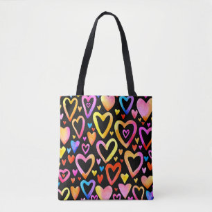 Love you. Watercolor illustration heart. Valentin  Tote Bag