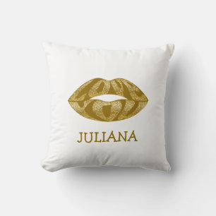 Love you with glitter letters inside lips cushion