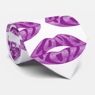 Love you with glitter letters inside lips pattern tie