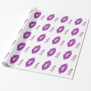 Love you with glitter letters inside lips pattern wrapping paper