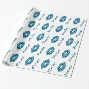 Love you with glitter letters inside lips pattern wrapping paper