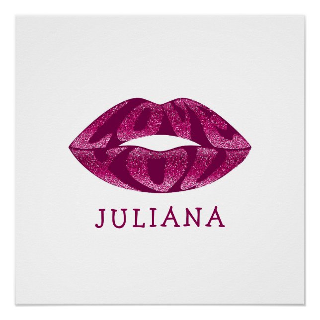 Love you with glitter letters inside lips poster (Front)
