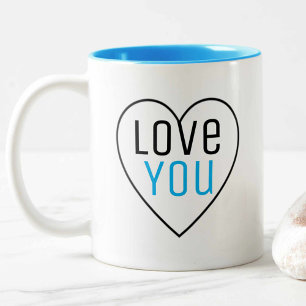 Love You With Heart Shape Two-Tone Coffee Mug