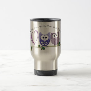 Love you with Owl my heart, cute Owls art gifts Travel Mug