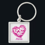 Love you x Mum keychain<br><div class="desc">Cute keychain Love you x design with magenta heart. Personalise with you own name. This example reads: Mum. Unique design by Sarah Trett.</div>