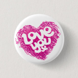 Love you x pink heart badge