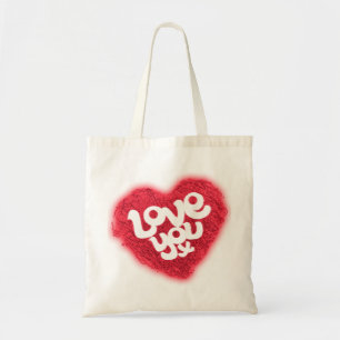 Love you x red heart swirls tote bag
