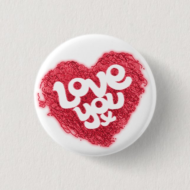 Love you x red on white heart badge (Front)