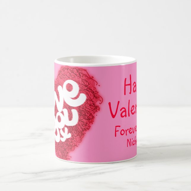 "Love you x" Valentine pink mug (Center)