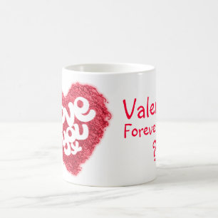 "Love you x" Valentine red pink mug