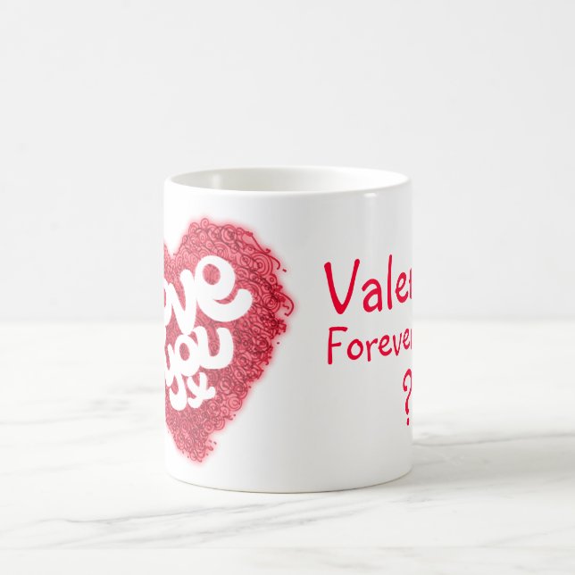 "Love you x" Valentine red pink mug (Center)