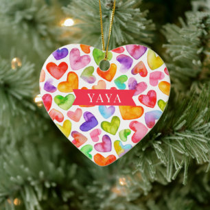 Love You Yaya   2 sided Ceramic Ornament