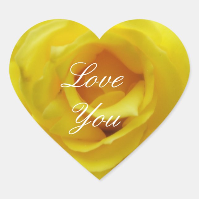 Love You Yellow Rose Heart Sticker (Front)