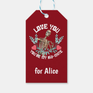 Love You, You are My Rib Mate Funny Skeleton Heart Gift Tags