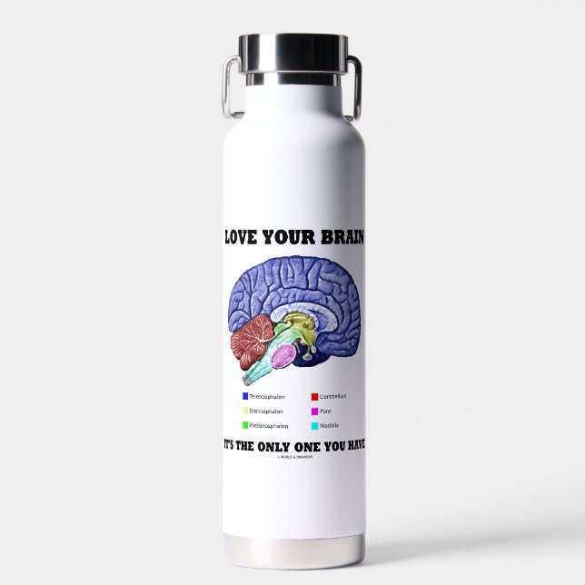 Love Your Brain It's The Only One You Have Advice Water Bottle (Front)
