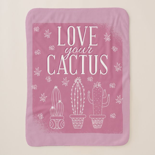 Love Your Cactus Sherpa Blanket (Front)