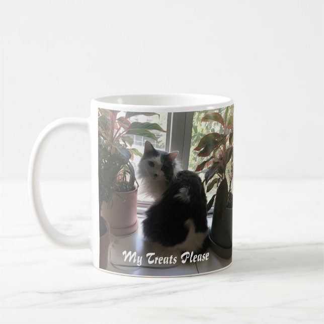 Love Your Cat with their Treats  Coffee Mug (Left)
