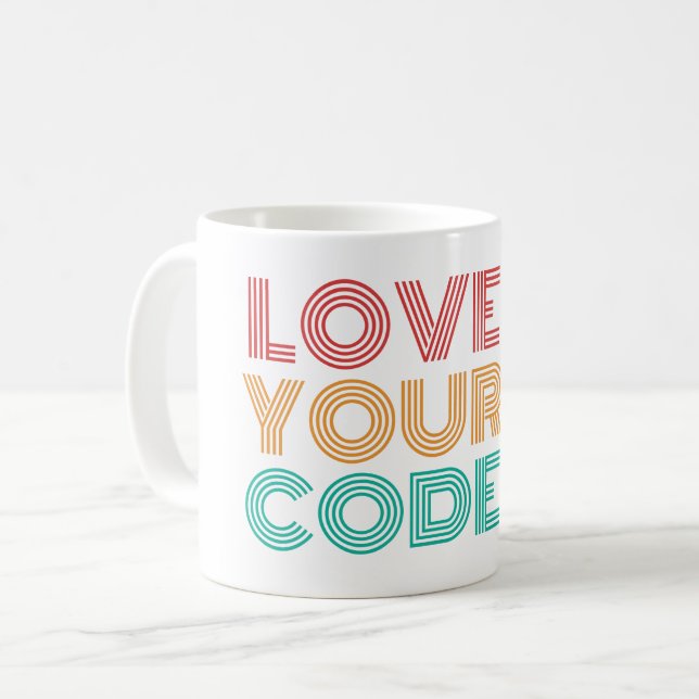 LOVE YOUR CODE - PROGRAMMING NERD COFFEE MUG (Front Left)
