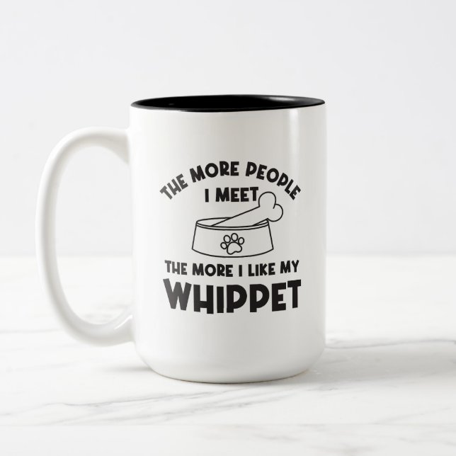 Love Your Favourite whippet Dog  Two-Tone Coffee Mug (Left)