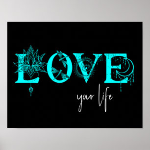 Love your life fish Stars Lotus moon Sun wall Art