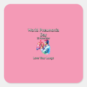 Love Your Lungs. World Pneumonia Day. Square Sticker