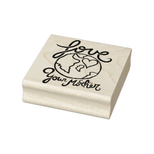 Love your mother earth day heart lover             rubber stamp