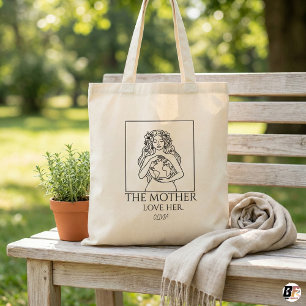Love Your Mother Earth Day Line Art Personalized Tote Bag