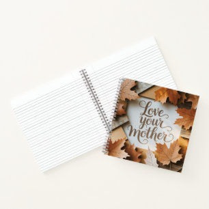 Love Your Mother Luxury Fall Leaves Premium Art  Notebook