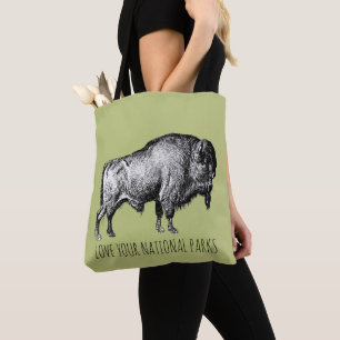 Love Your National Parks Buffalo Tote Bag