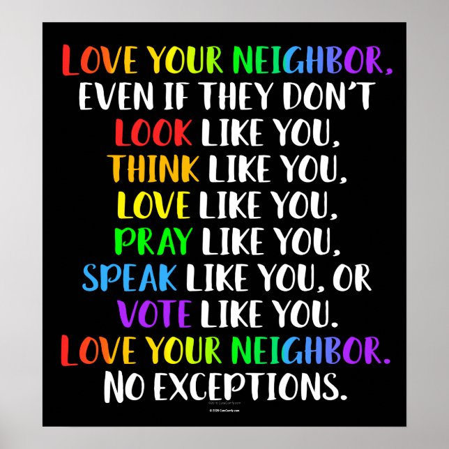 Love Your Neighbour Motivational Diverse Classroom Poster (Front)