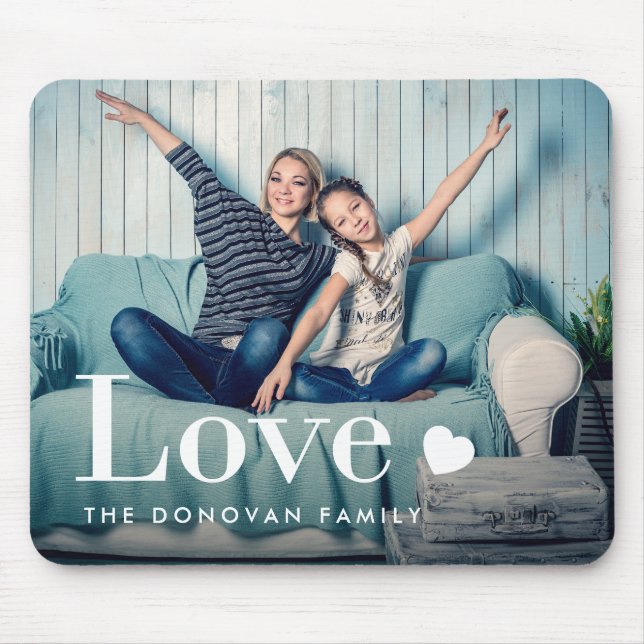 Love | Your Personal Photo and a Heart Mouse Mat (Front)