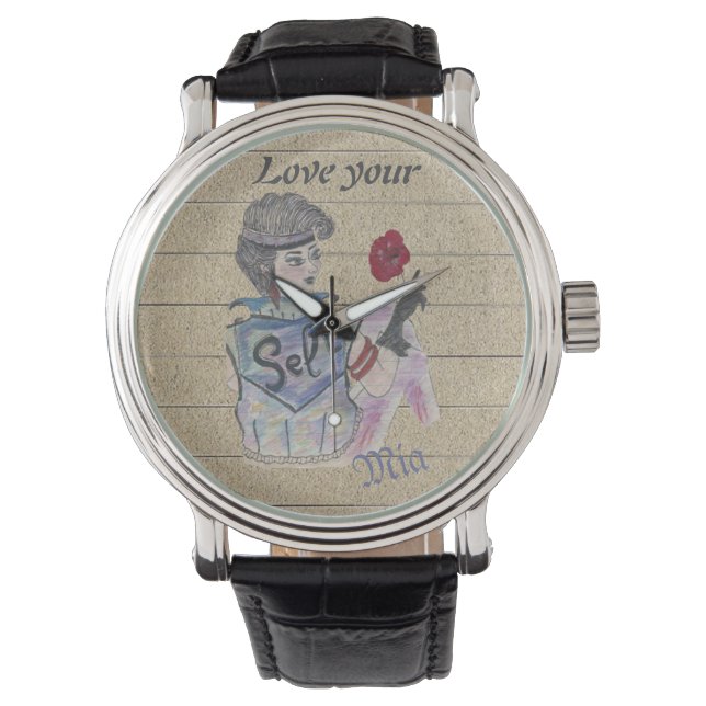 🕰️ "Love Your Self" Personalised Watch – Warrior  (Front)