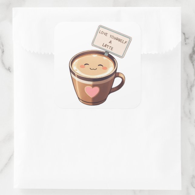 Love Yourself A Latte - Kawaii Coffee Sticker  (Bag)