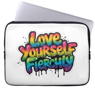 Love Yourself Fiercely – LGBTQ+ Rainbow Quote Laptop Sleeve