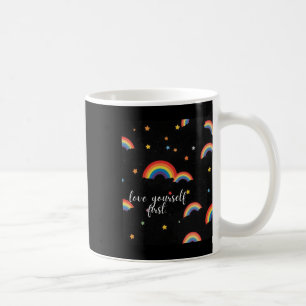 Love Yourself First Rainbow Pride Sticker Coffee Mug