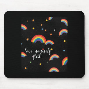 Love Yourself First Rainbow Pride Sticker Mouse Mat