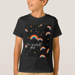 Love Yourself First Rainbow Pride Sticker T-Shirt