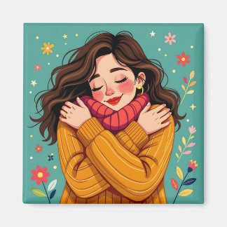 Love Yourself | Girl Hugging Herself Magnet